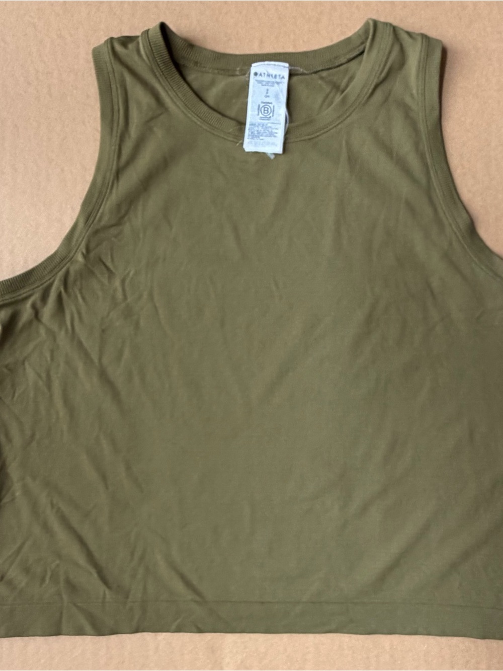 Athleta Olive Ribbed Crew Neck Tank